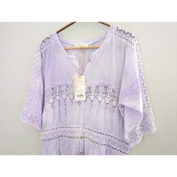 NWT LoveShackFancy Beth Dress Violet Splash Hand Dye Purple White Crochet Large - Picture 4 of 8